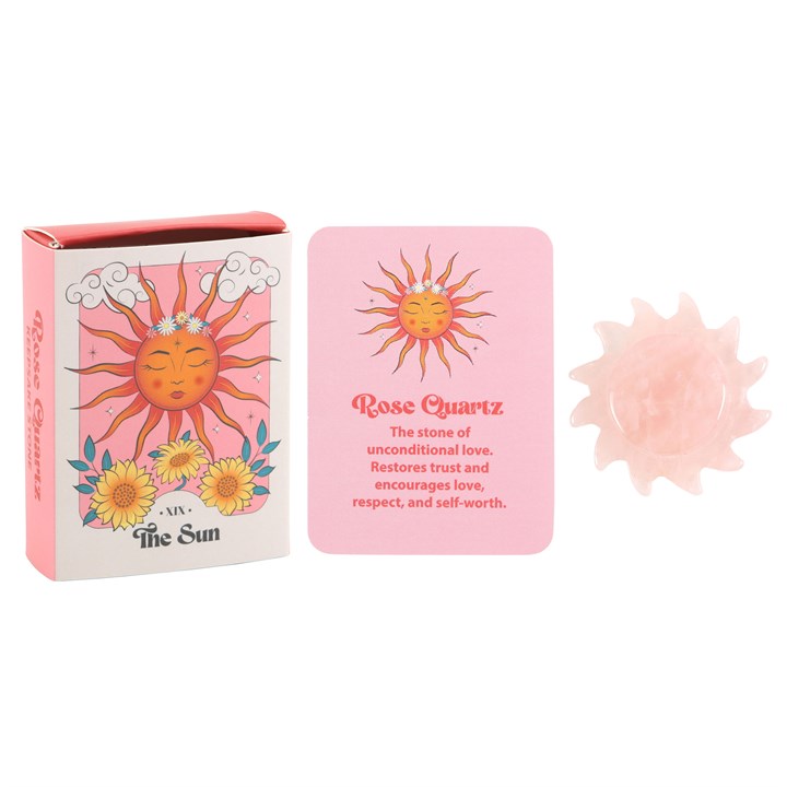 Rose Quartz Sun Keepsake Stone in a Gift Box – Self‑Love & Healing Crystal