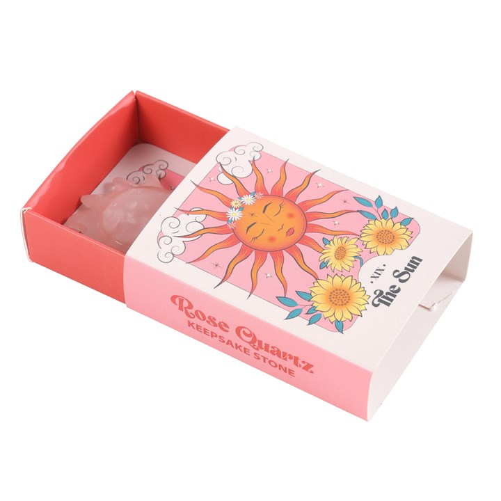 Rose Quartz Sun Keepsake Stone in a Gift Box – Self‑Love & Healing Crystal