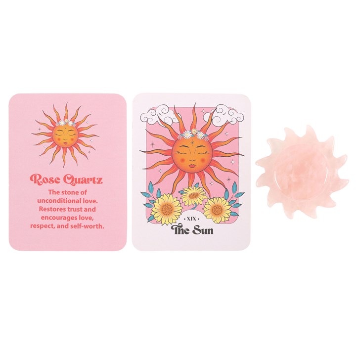 Rose Quartz Sun Keepsake Stone in a Gift Box – Self‑Love & Healing Crystal