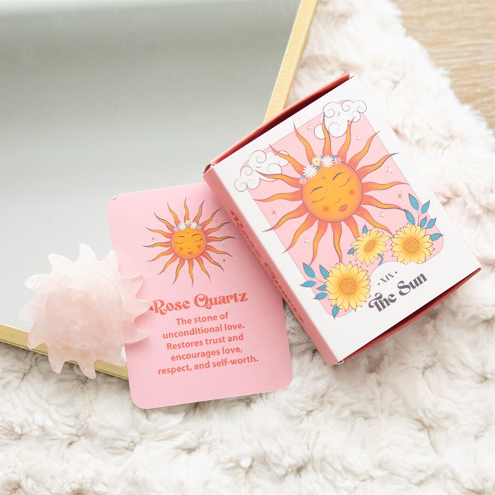 Rose Quartz Sun Keepsake Stone in a Gift Box – Self‑Love & Healing Crystal
