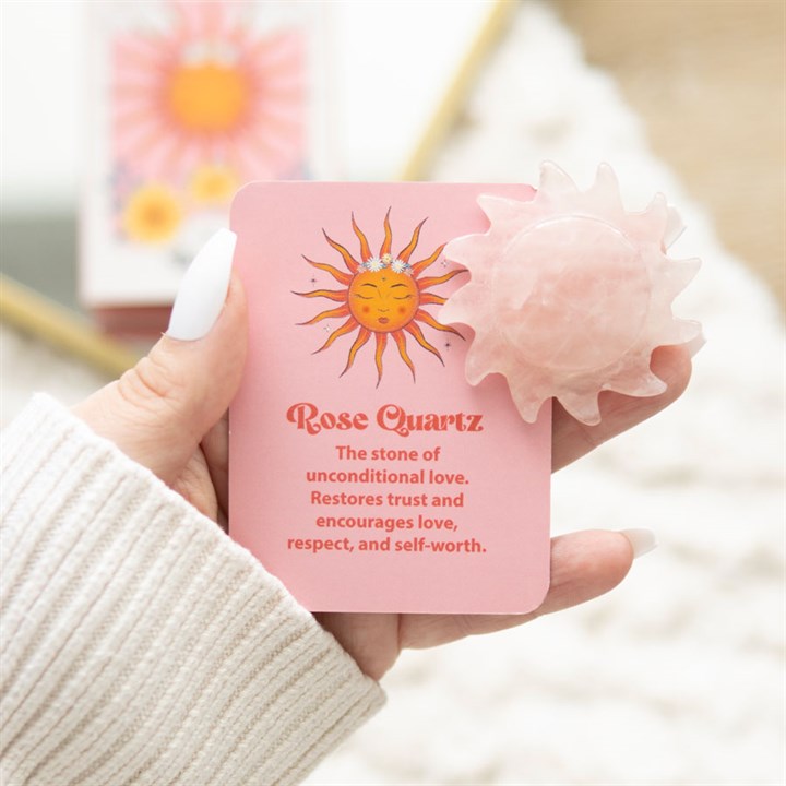 Rose Quartz Sun Keepsake Stone in a Gift Box – Self‑Love & Healing Crystal