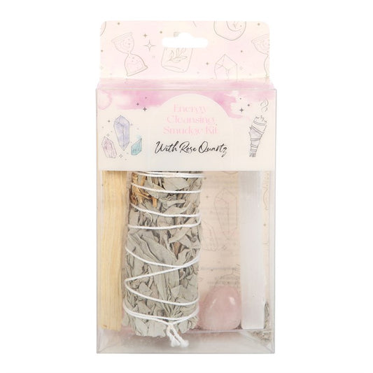 Smudge Kit with Rose Quartz Crystal – White Sage Cleansing & Self‑Love Healing Set