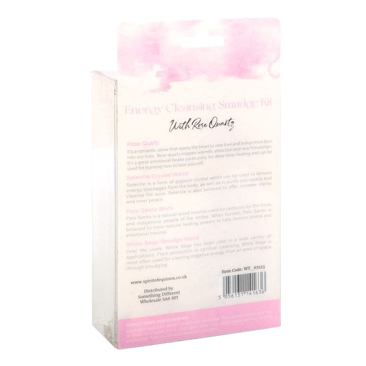 Smudge Kit with Rose Quartz Crystal – White Sage Cleansing & Self‑Love Healing Set