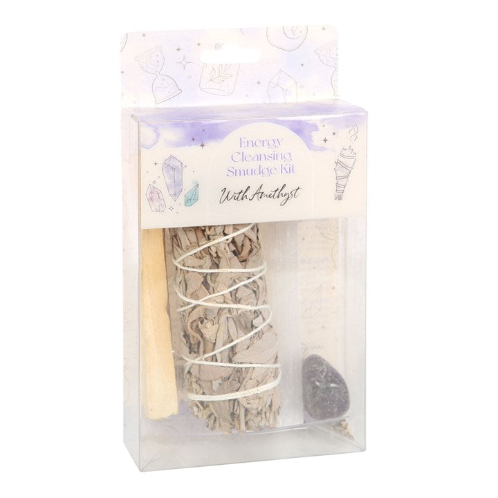 Smudge Kit with Amethyst Crystal – White Sage Cleansing & Healing Set