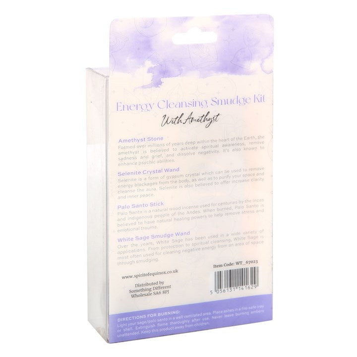 Smudge Kit with Amethyst Crystal – White Sage Cleansing & Healing Set